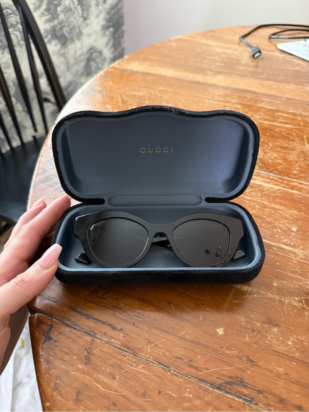 Gucci Black Cat Eye Sunglasses with Dark Lenses